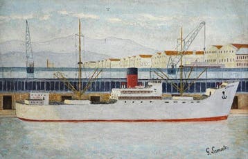 École française (c.1920) - Bateau de commerce à quai
