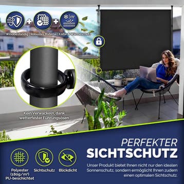 Klemluifel - Balkon luifel - Verticale luifel - 200x310 cm -, Tuin en Terras, Zonneschermen, Verzenden, Zo goed als nieuw