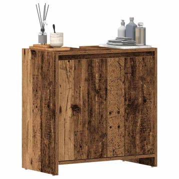 vidaXL Wastafelkast 60x33x60 cm bewerkt hout oud houtkleurig, Huis en Inrichting, Badkamer | Badkamermeubels, Verzenden, Nieuw