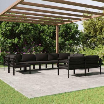 vidaXL 9-delige Loungeset met kussens aluminium, Verzenden, Nieuw, Aluminium, Loungeset
