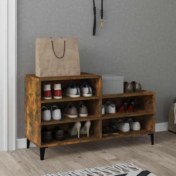 vidaXL Schoenenkast 102x36x60 cm bewerkt hout gerookt, Verzenden, Nieuw