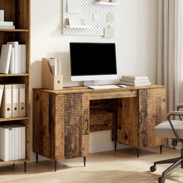 vidaXL Bureau Oud hout 142,5 x 50 x 75 cm Bewerkt hout, Verzenden, Nieuw