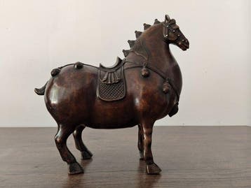 Beeld, Tang-Dynastie stijl paard - 22 cm - Brons