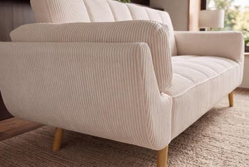 Slaapbank BOUTIQUE 215cm 3-zits cord beige - 49249, Ophalen of Verzenden, Nieuw