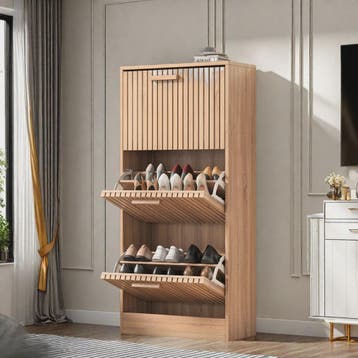 Houten Schoenenkast met Klapdeuren en Stofvrije Opbergruimte, Verzenden, Nieuw