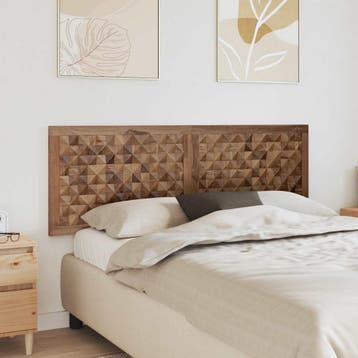 vidaXL Bed Hoofdbord Naturel Massief Teakhout, Huis en Inrichting, Slaapkamer | Bedden, Verzenden, Nieuw, Bruin, Hout