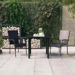 vidaXL 3-delige Tuinset zwart, 2 zitplaatsen, Nieuw, Tuinset, Verzenden