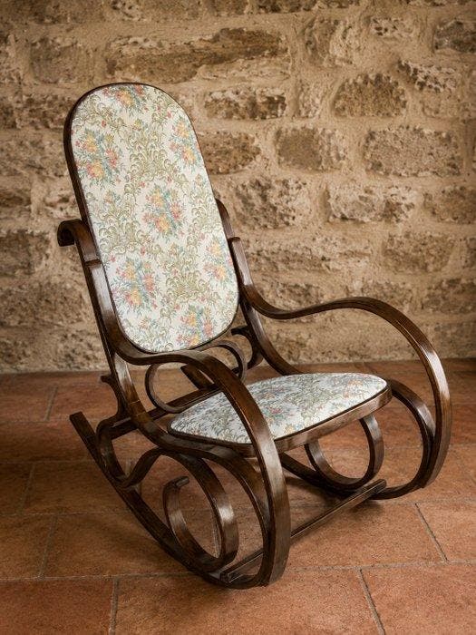 stile thonet - Schommelstoel - Hout, Textiel - Dondolo, Antiek en Kunst, Curiosa en Brocante