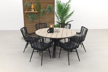 Garden Impressions Edison 148 cm. - ronde tuinset / Jasmine, Verzenden, Nieuw, Wicker, Tuinset