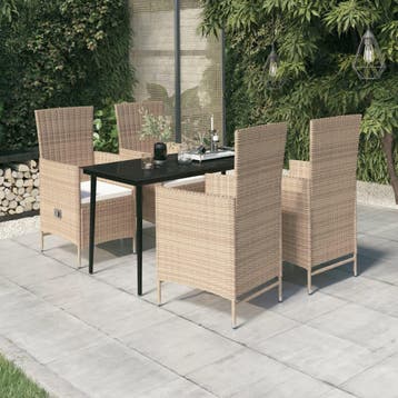 vidaXL 5-delige Tuinset met kussens beige, Verzenden, Nieuw, 4 zitplaatsen, Tuinset