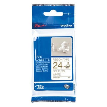 Brother TZe-R254 tape goud op wit 24 mm (origineel), Computers en Software, Printerbenodigdheden, Verzenden, Nieuw, Printertape