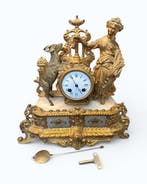 Figurale pendule Napoleon III stijl Metaal, Marmer -