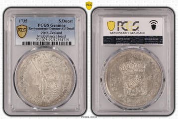 Provincie Zeeland Zilveren Dukaat 1735 Middelburg Hoard PCGS, Verzenden, Munten