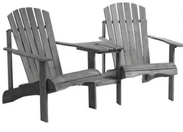 Adirondack 2-Zits Stoel met Tafel en Parasolgat – Hout, Nieuw