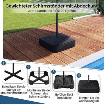 2dekans | Coast Tuinparasol met Solar LED – Kantelbare, Ophalen of Verzenden, Zo goed als nieuw