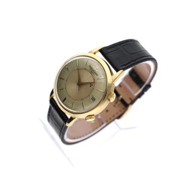 Jaeger LeCoultre Memovox Ref. 855; Vintage 18k. Gouden He..., Overige merken, Ophalen of Verzenden, Goud, Leer