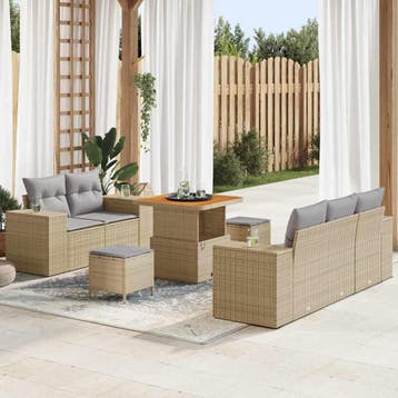 vidaXL Tuin Sofa Set 8 st 8-Aantal zitplaatsen Beige en, Tuin en Terras, Verzenden, Nieuw, 8 zitplaatsen
