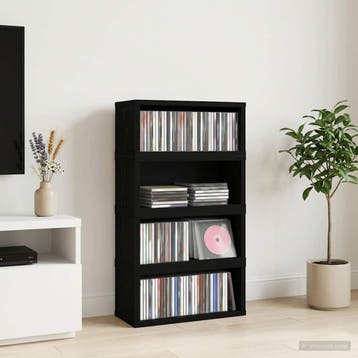 vidaXL CD Opslag Rek 4 st Zwart eiken 40 x 17 x 17 cm, Verzenden, Nieuw