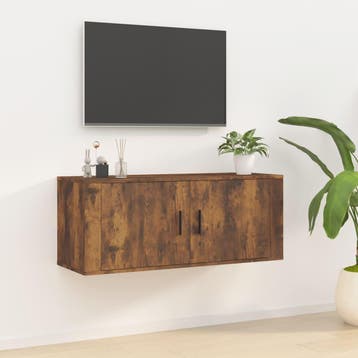 vidaXL Tv-wandmeubel 100x34,5x40 cm gerookt eikenkleurig, Huis en Inrichting, Kasten | Televisiemeubels, 100 tot 150 cm, Verzenden