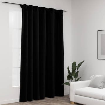 vidaXL Gordijn linnen-look verduisterend met haken 290x245, Verzenden, Nieuw, Zwart