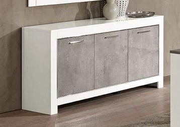 Dressoir Marknesse 3 Deurs Wit/Marmer - dressoirs, Nieuw, Overige materialen