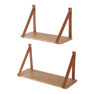Wandplank Utsira set van 2 bruin en eikenkleurig [en.casa], Verzenden, Nieuw