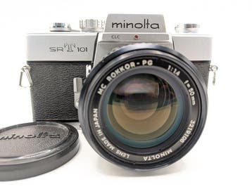 Minolta SR-T 101 with MC Rokkor-PG 50mm f/1.4 Analoge camera, Audio, Tv en Foto, Nieuw