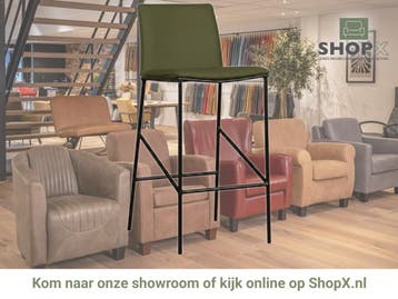 Leren barkruk hoog Favor - Toledo Olive (olijf/groen) -, Nieuw, Leer, Ophalen of Verzenden, 90 cm of meer