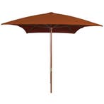 vidaXL Parasol met houten paal 200x300 cm terracottakleurig, Verzenden, Nieuw, 2 tot 3 meter
