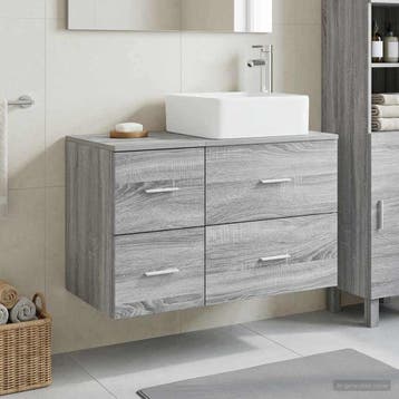 vidaXL Badkamermeubelset 2 st Grijs Sonoma Bewerkt hout, Verzenden, Nieuw