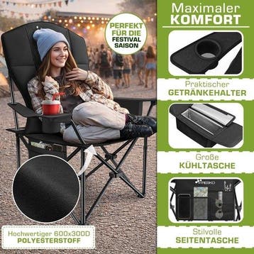 Campingstoel - Opvouwbaar tot 150 kg - Visstoel - met, Verzenden, Nieuw