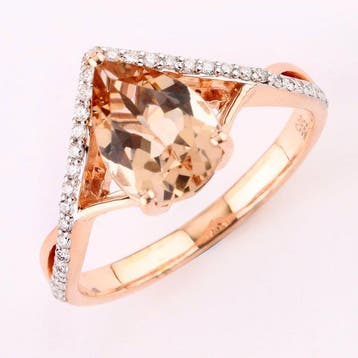 Ring - 14 karaat Roségoud - 1.55ct. tw. Morganiet - Diamant, Sieraden, Tassen en Uiterlijk, Nieuw