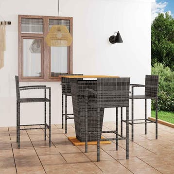 vidaXL 5-delige Tuinbarset grijs, Verzenden, Nieuw, 4 zitplaatsen