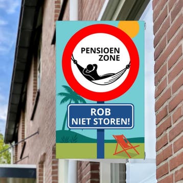 XXL Raambord Pensioen Verkeersbord – Personaliseerbaar, Hobby en Vrije tijd, Feestartikelen, Verzenden, Nieuw, Versiering, Overige