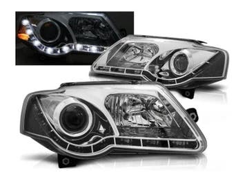 True DRL Chrome koplampen geschikt voor VW Passat B6 3C, Verzenden, Nieuw, Volkswagen