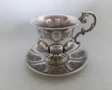 140 Years Old - Tea - Kop en schotel (2) - .950 zilver