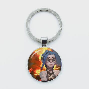 League of Legends Jinx Anime Glazen Hanger Sleutelhanger - U, Verzenden, Nieuw