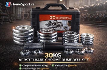 homesport Halterset 30 kg, Sport en Fitness, Fitnessmaterialen, Verzenden, Nieuw, Benen, Dumbbell