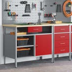 vidaXL Werkbank met lade met plank Rood en Grijs 100 x 55 x, Verzenden, Nieuw