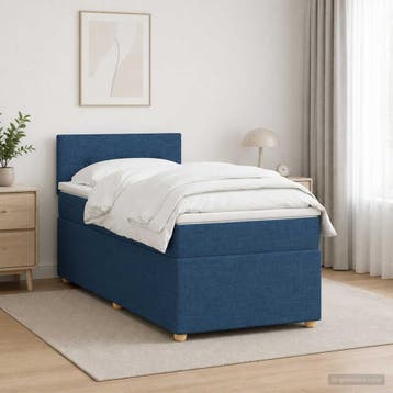 vidaXL Boxspringbed met matras met hoofdeinde Blauw 100 x, Verzenden, Nieuw, Eenpersoons, Blauw