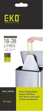 Afvalzak EKO type F-1 18-28 liter met trekband wit 20 stuks, Verzenden