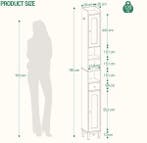 Hoge Witte Badkamerkast met Deuren, Lade en Open Vak 180 cm, Verzenden, Nieuw