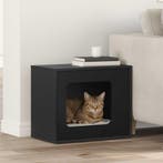vidaXL Kattenhuis Zwart 51 x 30 x 42,5 cm Bewerkt hout, Dieren en Toebehoren, Verzenden, Nieuw