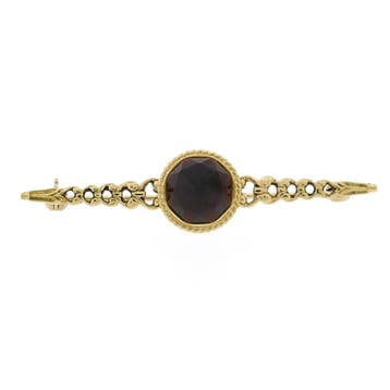 Antiek gouden broche met granaat., Gebruikt, Ophalen of Verzenden, Met edelsteen, Goud