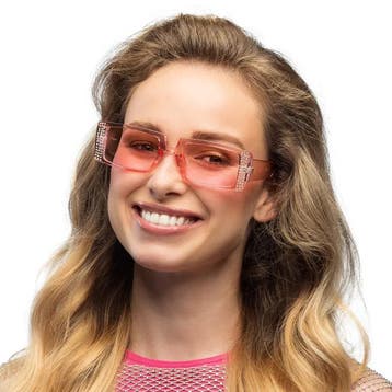 Roze zonnebril met steentjes, Verzenden, Nieuw, Feestartikel