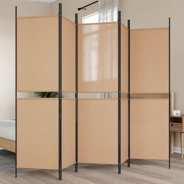 vidaXL 5-Panel Room Divider Beige 250 x 180 cm Stof, Verzenden, Nieuw