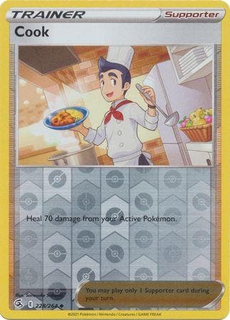 Trainer Cook 228/264 reverse holo (Fusion Strike), Ophalen of Verzenden, Nieuw, Losse kaart, Foil