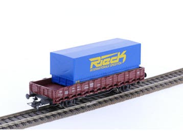 Schaal H0 Roco 46031 rongenwagen met Rieck container AC v..., Wisselstroom, Gebruikt, Overige typen, Ophalen of Verzenden