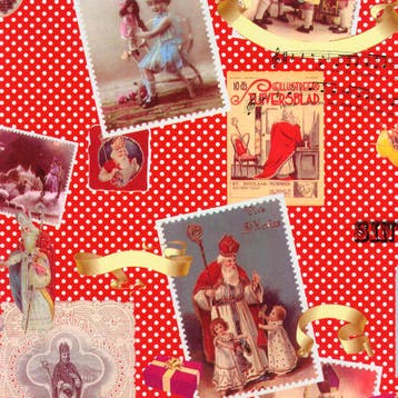 Inpakpapier Sinterklaas Nostalgisch cadeaupapier rood -, Ophalen of Verzenden, Nieuw, Overige typen