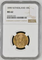 Gouden Wilhelmina 10 gulden 1898 z.p MS62 PCGS, Koning Willem III, Verzenden, Goud, Losse munt